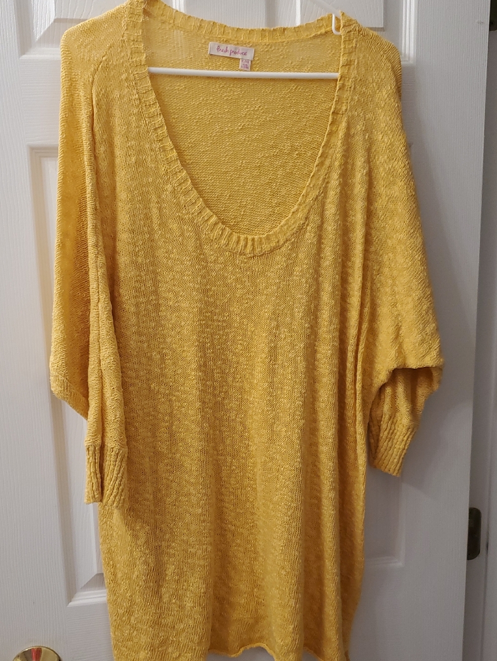 fresh produce Yellow Lightweight V-Neck Dolman Sweater